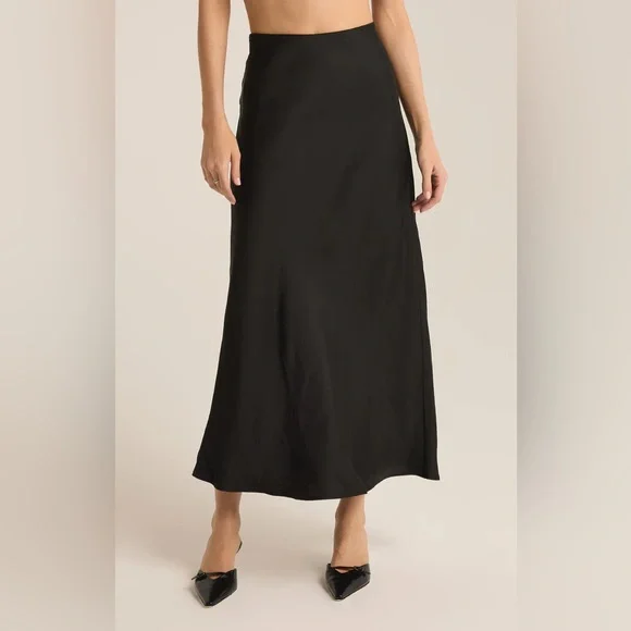 NWT Z Supply Europa Midi Slip Skirt in Black - Picture 2 of 10